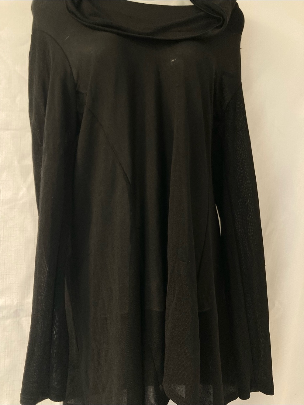 Contemporaine Black Draped Cowl Neck Mesh Panel Top Size M